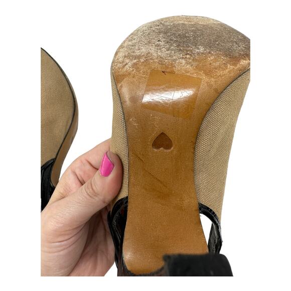 Moschino Cheap and Chic peep toes beige canvas sling back heels size 39 - US 8 - Picture 3 of 12